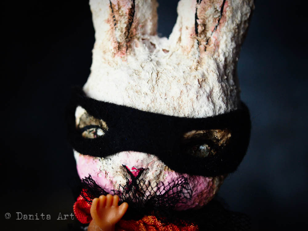 Dark bunny, Miniature Dolls by Danita Art