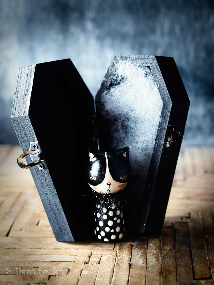 Black Cat, Miniature Dolls by Danita Art