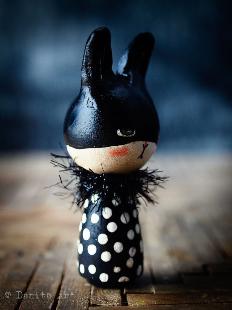 The dark bunny, Miniature Dolls by Danita Art