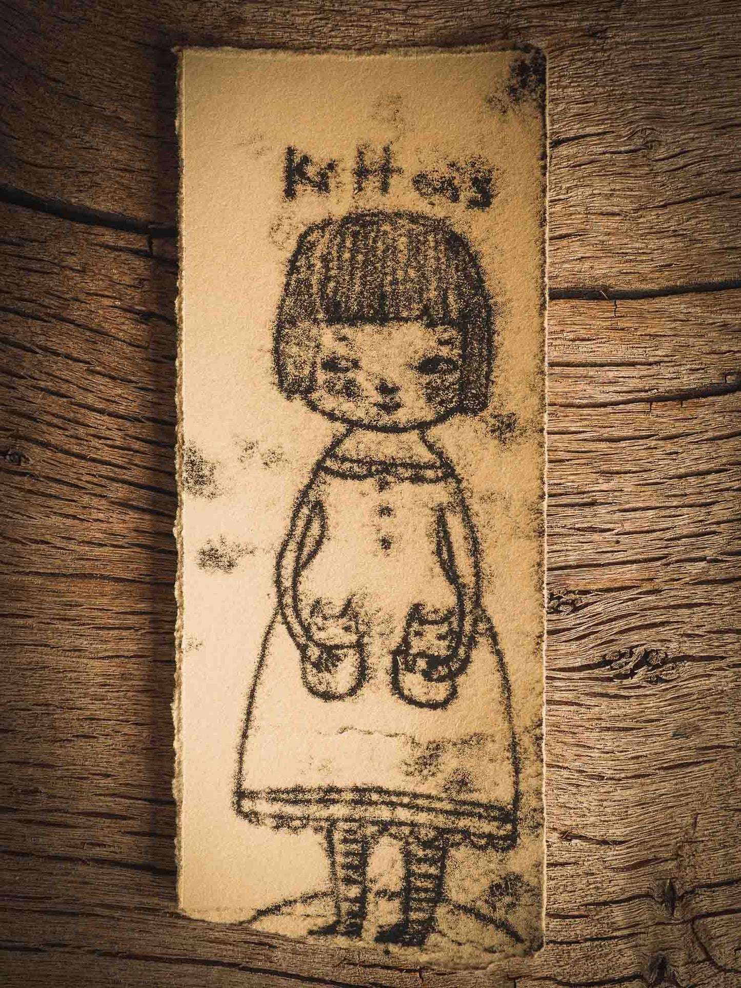 The Kittens, an original ink monoprint on printmaking paper by Idania Salcido (Danita Art) measures 3 x 7 inches, ready to be mounted on your favorite frame!