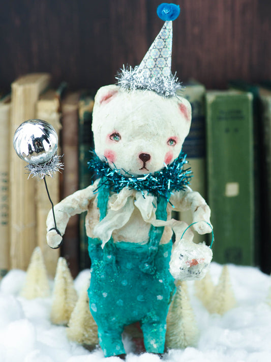BOB, THE BLUE SNOW TEDDY BEAR, Art Doll by Danita Art