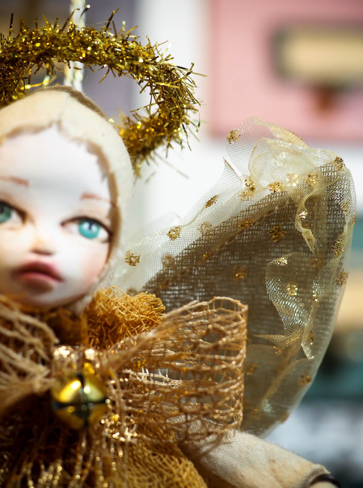 ARIEL - A Handmade Christmas tree topper angel ornament by Danita Art, Art Doll by Danita Art