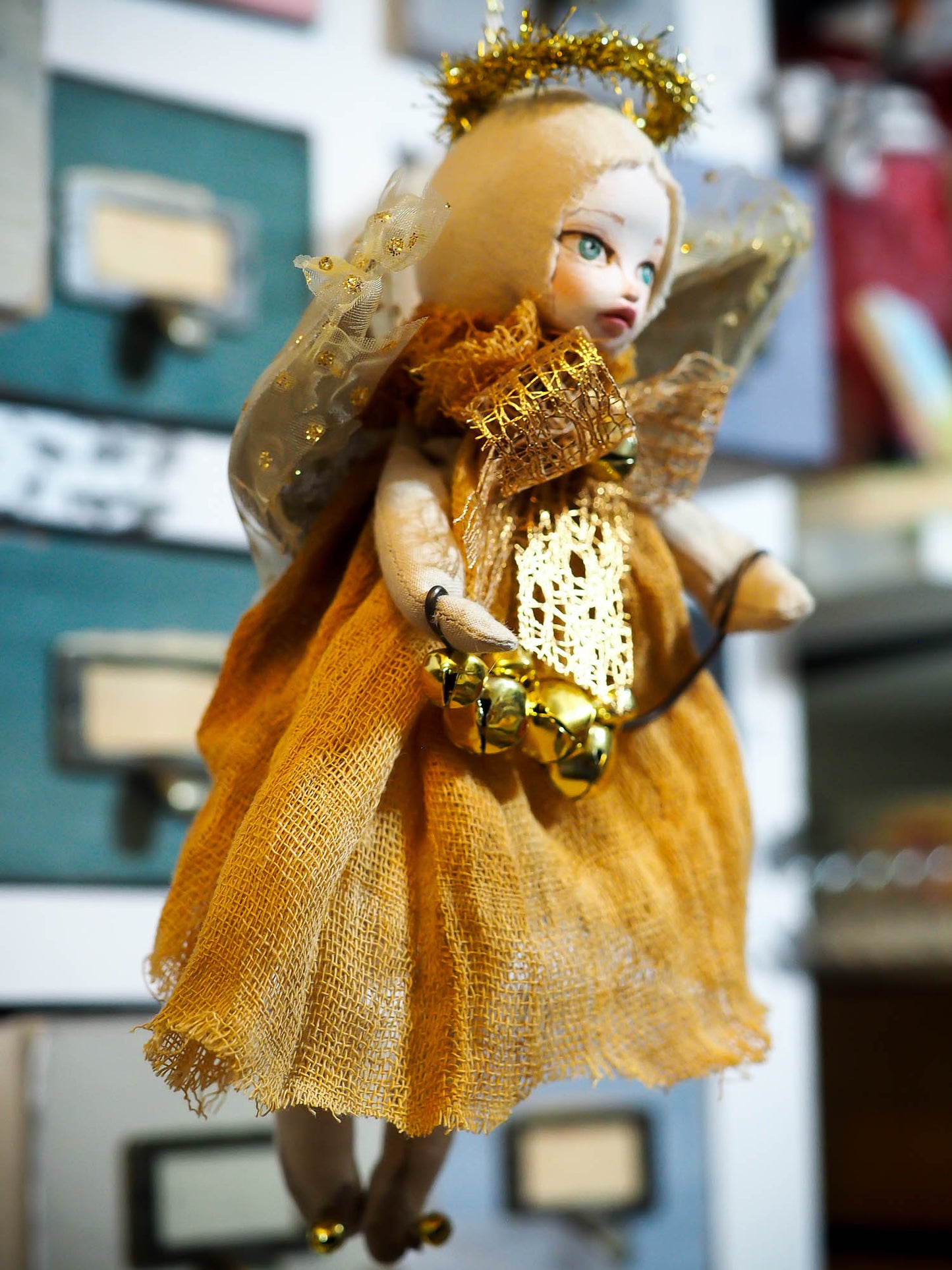ARIEL - A Handmade Christmas tree topper angel ornament by Danita Art, Art Doll by Danita Art