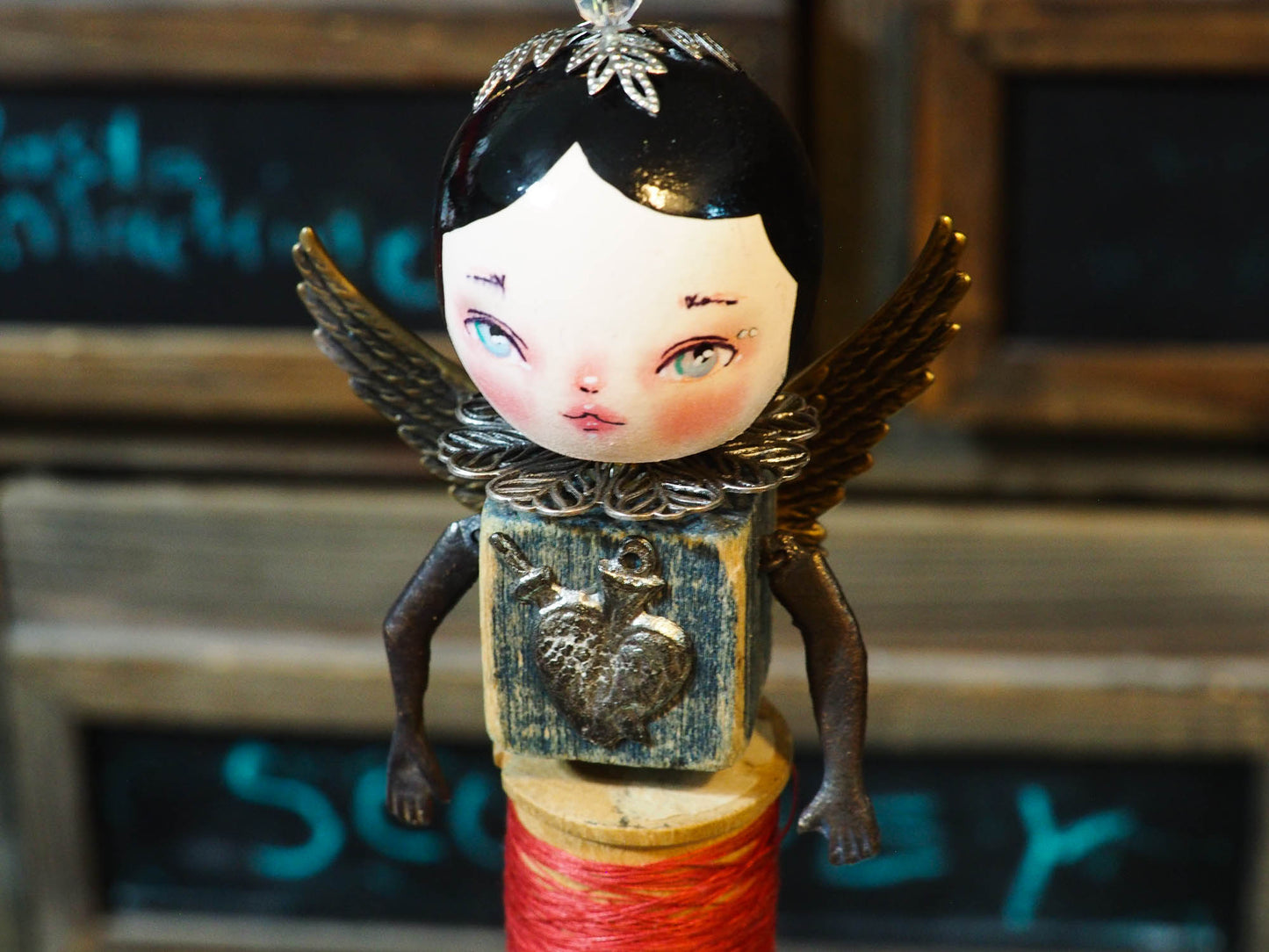 ANGEL No. 1 - An original handmade Christmas tree ornament by Danita, Miniature Dolls by Danita Art