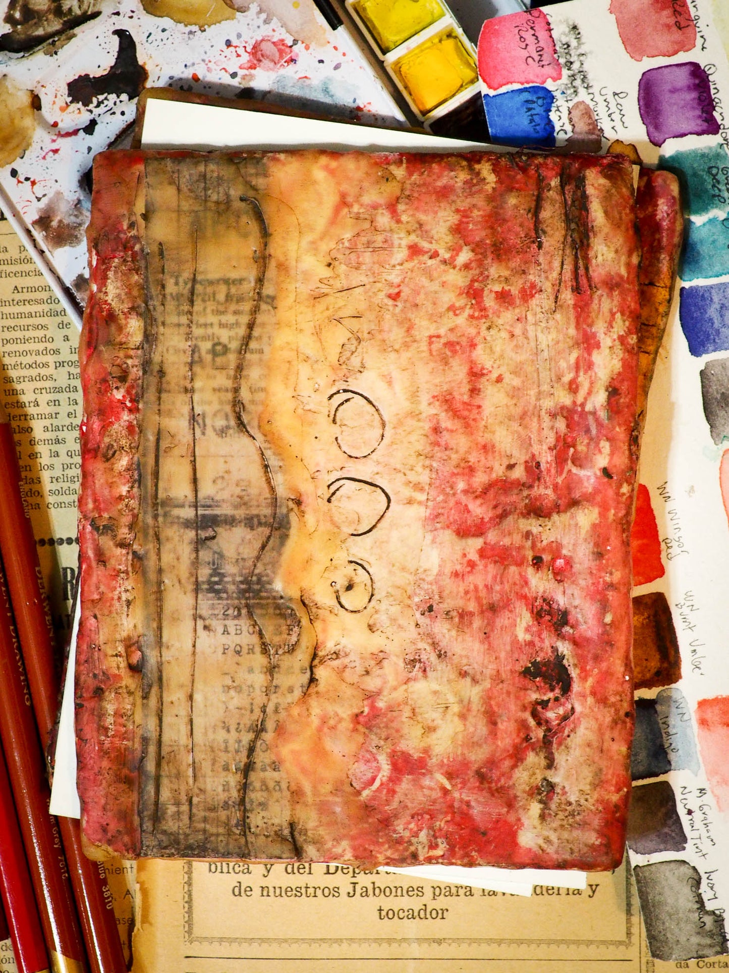 Original beeswax art journal by Danita Art