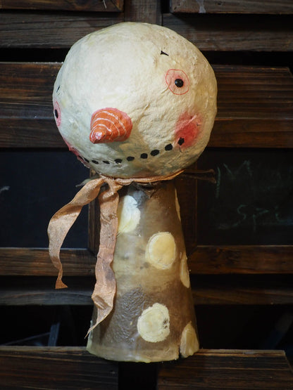 Beeswax covered snowman Christmas ornament by Danita Art, Art Doll by Danita Art