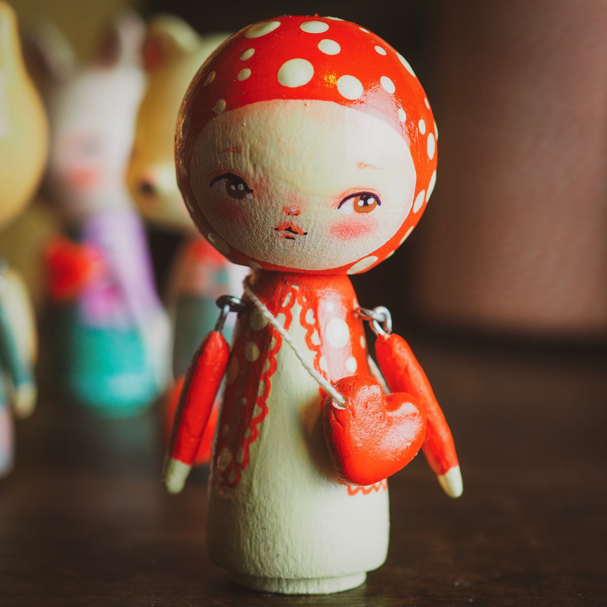 MISHA - An original handmade wooden kokeshi art doll by Danita, Miniature Dolls by Danita Art
