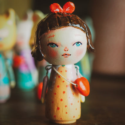 MAGALIE - An original handmade wooden kokeshi art doll by Danita, Miniature Dolls by Danita Art