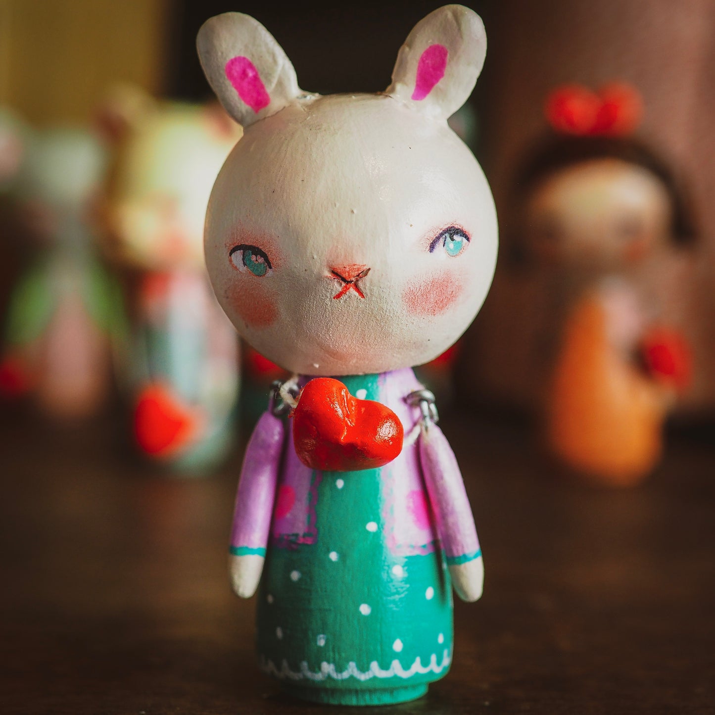 KUMIKO - An original handmade wooden kokeshi art doll by Danita, Miniature Dolls by Danita Art