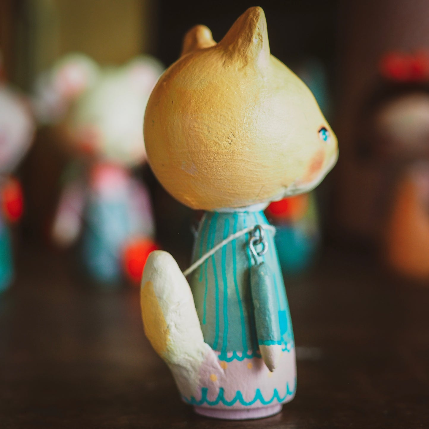 FLORA - An original handmade wooden kokeshi art doll by Danita, Miniature Dolls by Danita Art