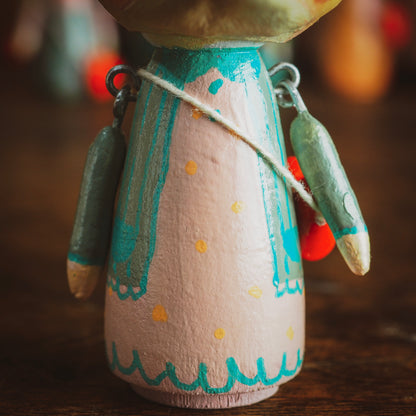 FLORA - An original handmade wooden kokeshi art doll by Danita, Miniature Dolls by Danita Art