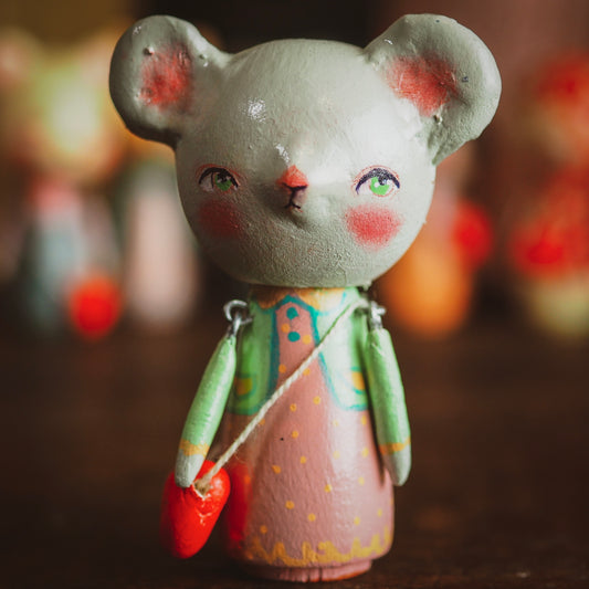 JOCELYN - An original handmade wooden kokeshi art doll by Danita, Miniature Dolls by Danita Art