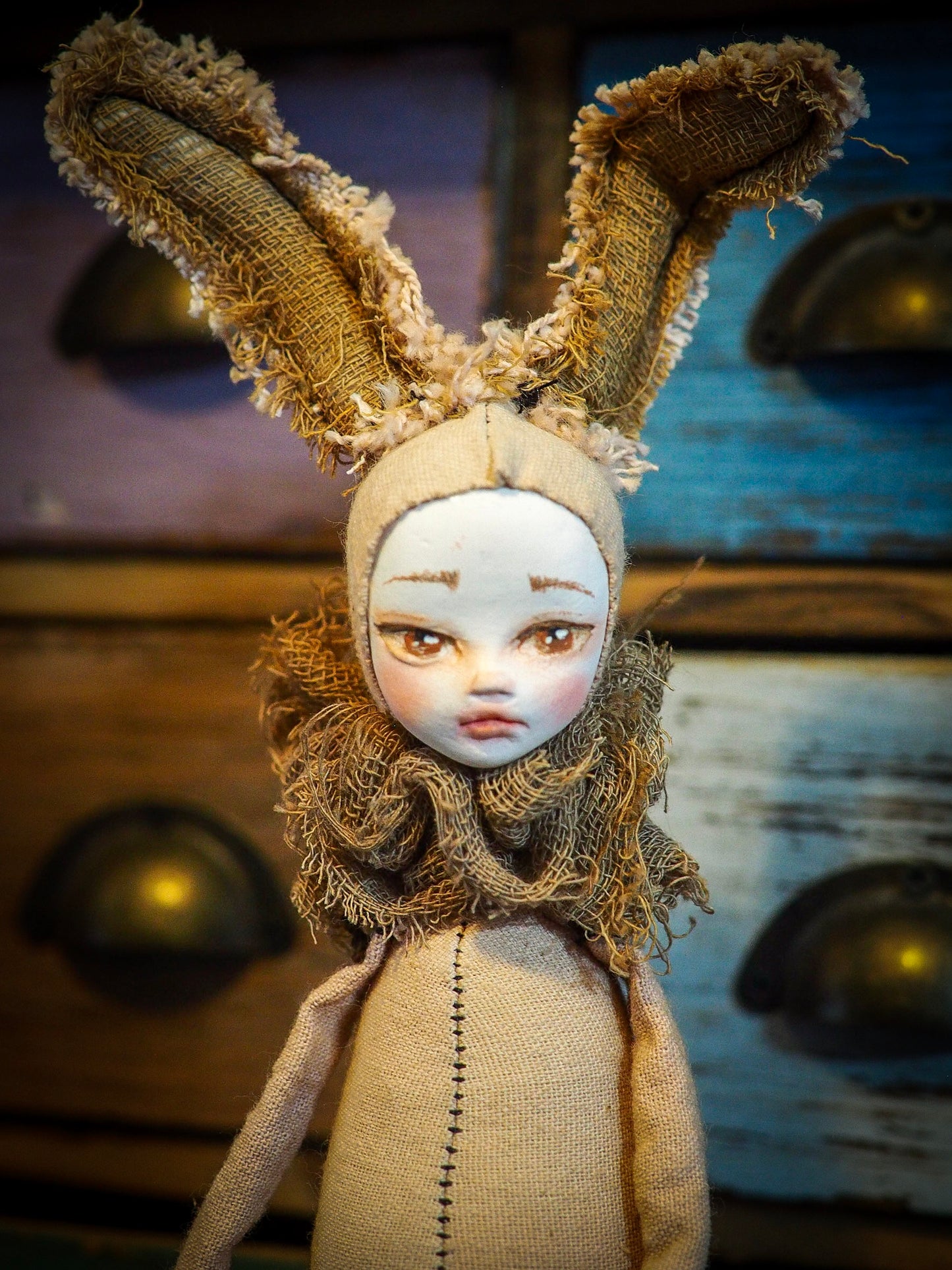 THE BUNNY - An original woodlands handmade art doll by Danita Art