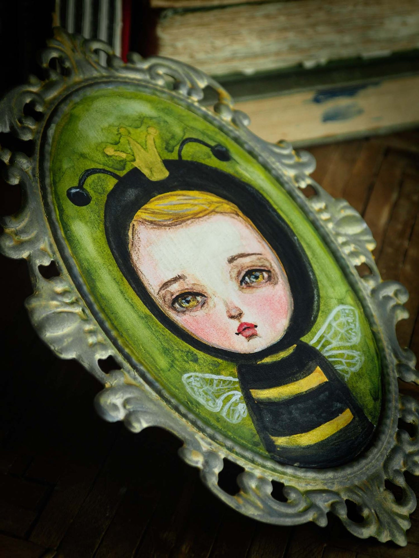 Inspired by the son of Danita, a little boy in bee costume is a cute spring painting