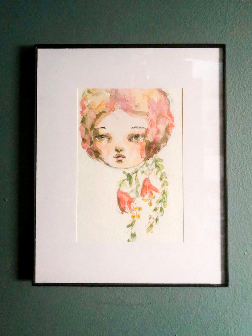 FLORENCE. An original flower girl watercolor painting by Danita, Original Art by Danita Art