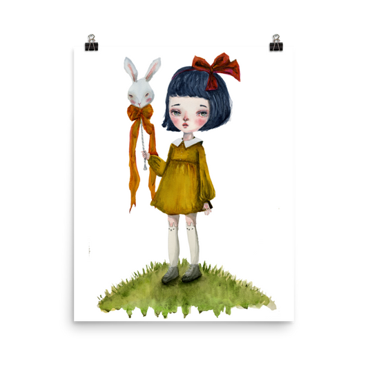 Bunny Rabbit girl Doll by Danita Art. Did you miss you favorite painting from Idania Salcido, the artist behind Danita Art? Or maybe you are looking for something beautiful to fill a frame or hang on a wall and the original is no longer available? You can get it as a print from my shop! Printed as Museum-quality posters made on thick durable matte paper.
