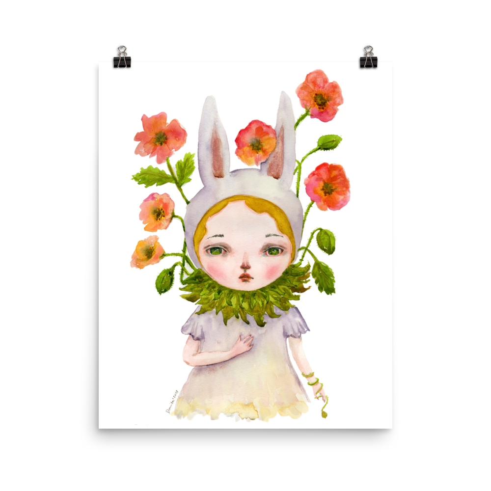 Bunny rabbit Doll Girl by Idania Salcido Danita Art. Did you miss you favorite painting from Idania Salcido, the artist behind Danita Art? Or maybe you are looking for something beautiful to fill a frame or hang on a wall and the original is no longer available? You can get it as a print from my shop! Printed as Museum-quality posters made on thick durable matte paper.