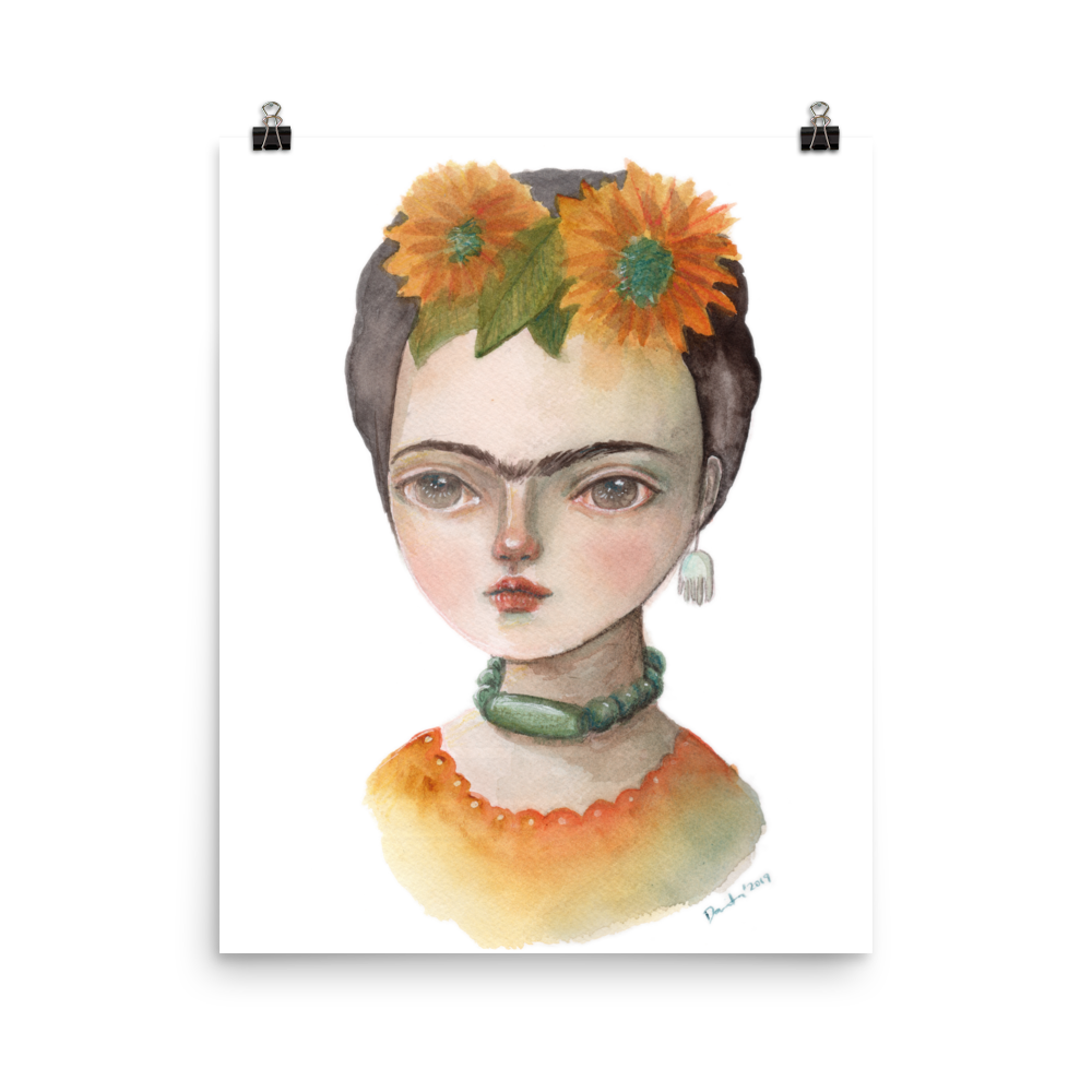 Frida Kahlo Watercolor Painting by Danita Art Idania Salcido. Did you miss you favorite painting from Idania Salcido, the artist behind Danita Art? Or maybe you are looking for something beautiful to fill a frame or hang on a wall and the original is no longer available? You can get it as a print from my shop! Printed as Museum-quality posters made on thick durable matte paper.