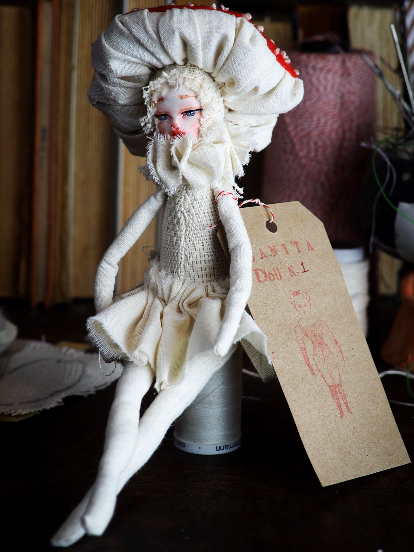 MUSHROOM SPECIMEN N. 1 - Original woodlands handmade art doll by Danita Art, Art Doll by Danita Art