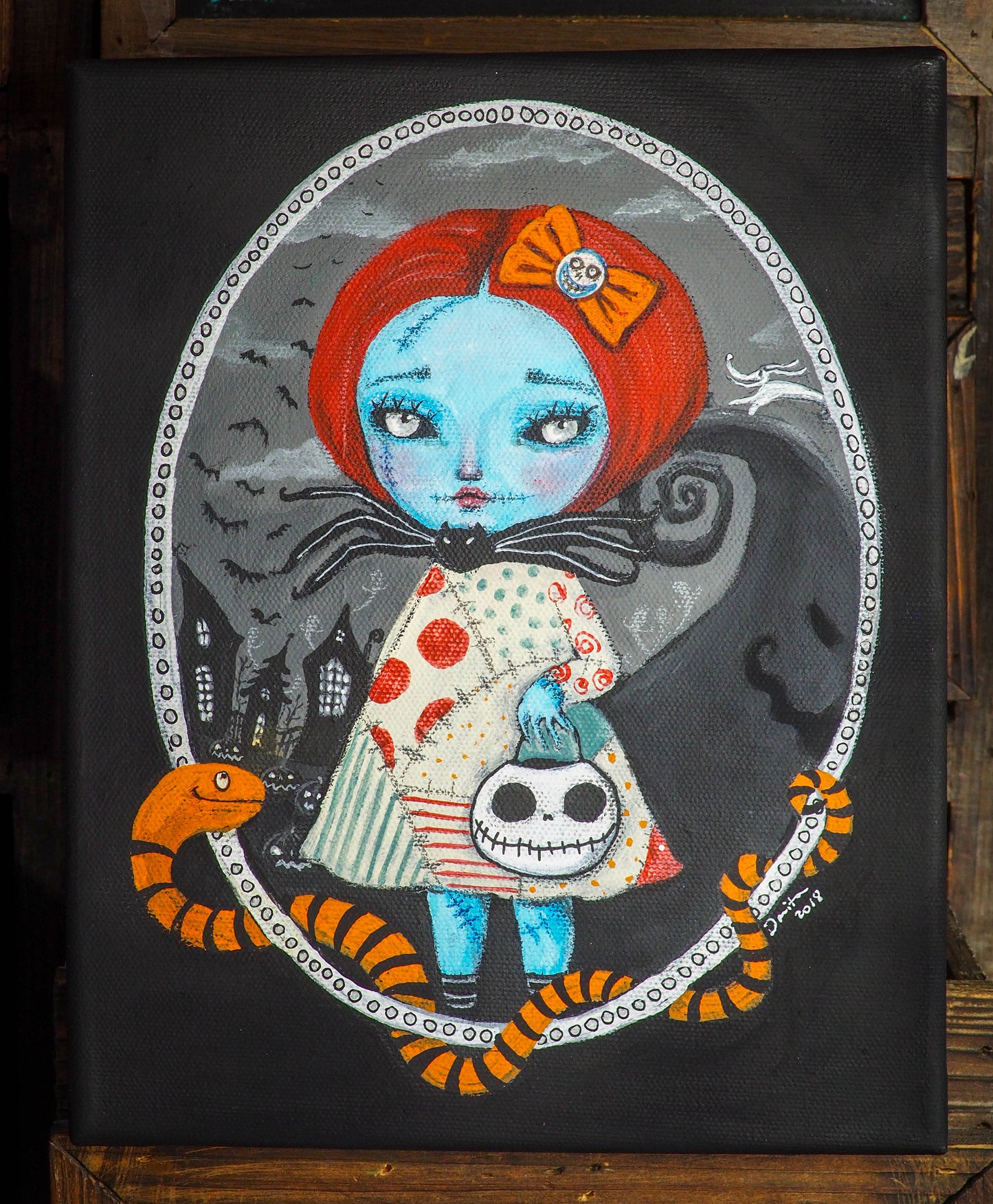 MISS SALLY - A beautiful rag doll girl Halloween painting by Danita Art, Original Art by Danita Art
