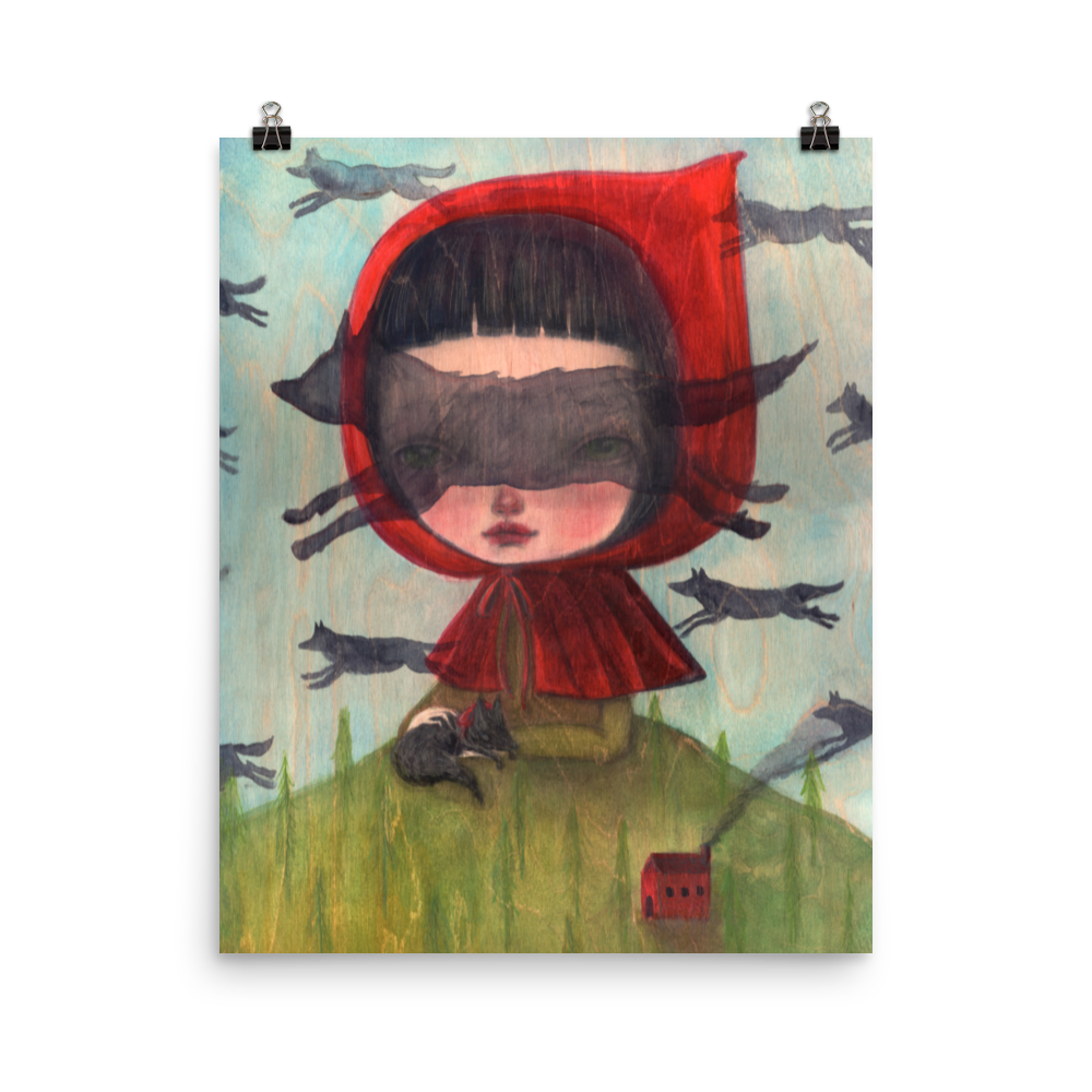Wolf Little Riding Hood Girl painting by Idania Salcido. Did you miss you favorite painting from Idania Salcido, the artist behind Danita Art? Or maybe you are looking for something beautiful to fill a frame or hang on a wall and the original is no longer available? You can get it as a print from my shop! Printed as Museum-quality posters made on thick durable matte paper.